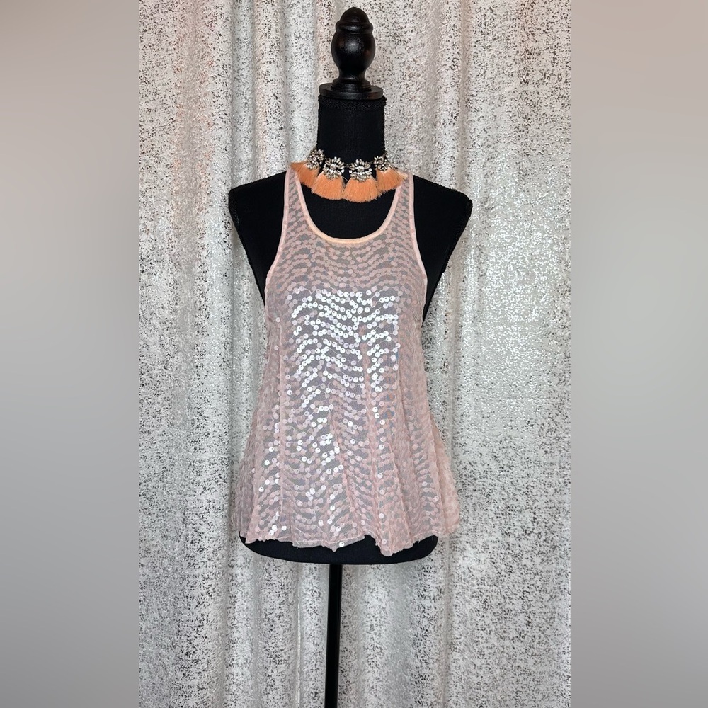 Free People Sheer With Sequins Blouse